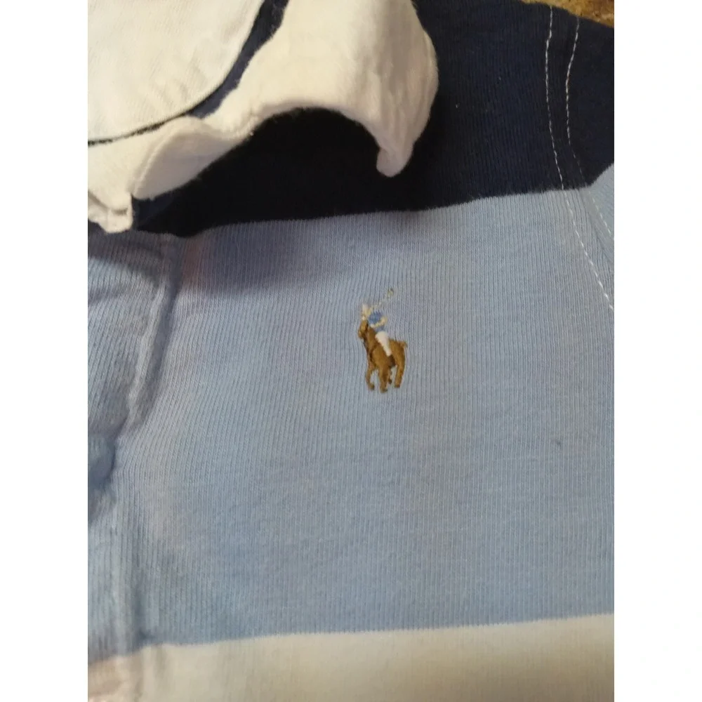 Ralph Lauren Baby Boys 18M Polo Romper Colorblock Striped Navy Blue Red White